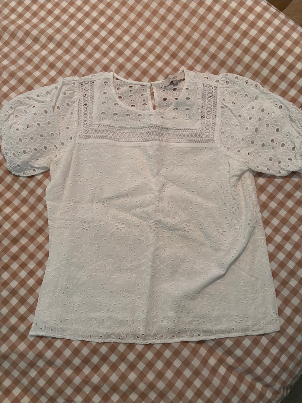 Loft White Eyelet Lace Short-Sleeve Top
